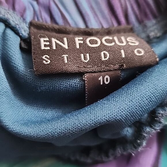 Enfocus Size 10 Aqua Purple High Low Halter Style Tie Dress - Picture 10 of 15